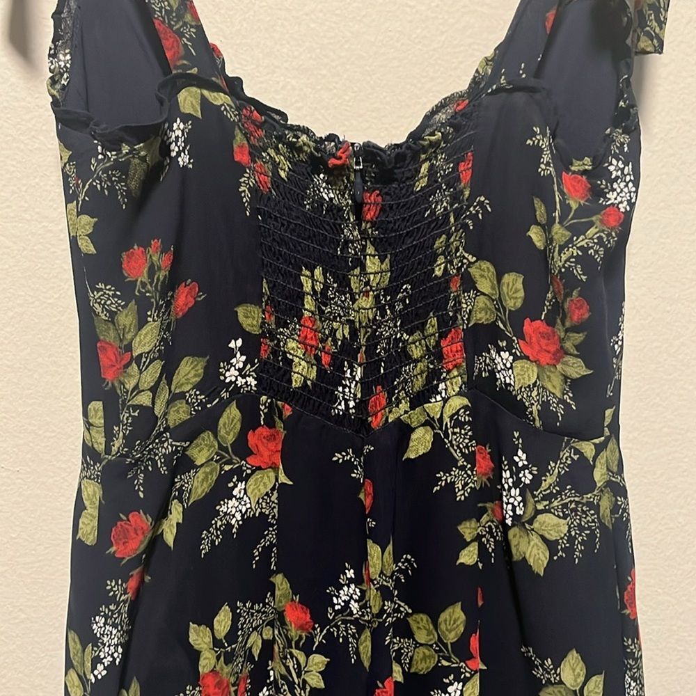 REFORMATION Christine Navy and Red Floral Mini Dress, Size 6P (Petite) - Picture 9 of 13
